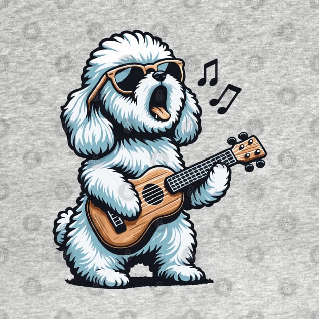 Dog Playing Guitar Singing Maltese Poodle Funny Doodle by BraaiNinja